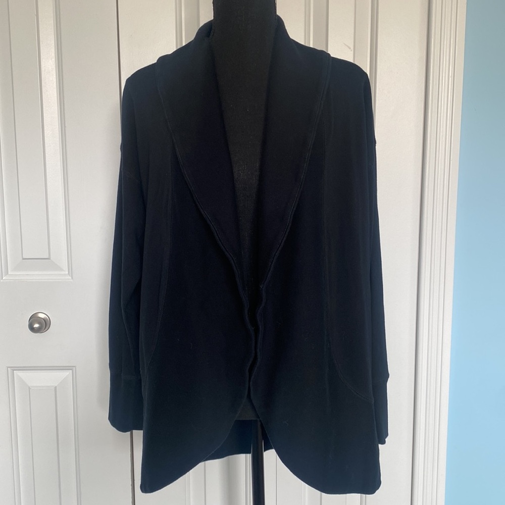 Lauren Active Ralph Lauren 100% Cotton Black Medium Long Sleeve Cardigan Sweater - Picture 5 of 6